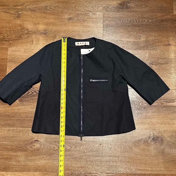 MARNI Crew Neck 3/4 Sleeve Crop Top Light Jacket Size M US8 IT44 Black - Picture 7 of 13